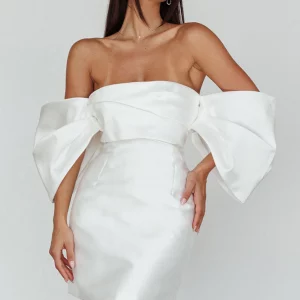Off-Shoulder Mini Dress White